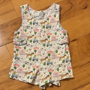 Charming Farm Print Sleeveless Kids Top